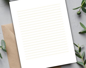 Yellow Lines 10 Printable Stationary Paper, Printable Writing Paper, Printable Letter Paper, US Letter, Lined Sheets