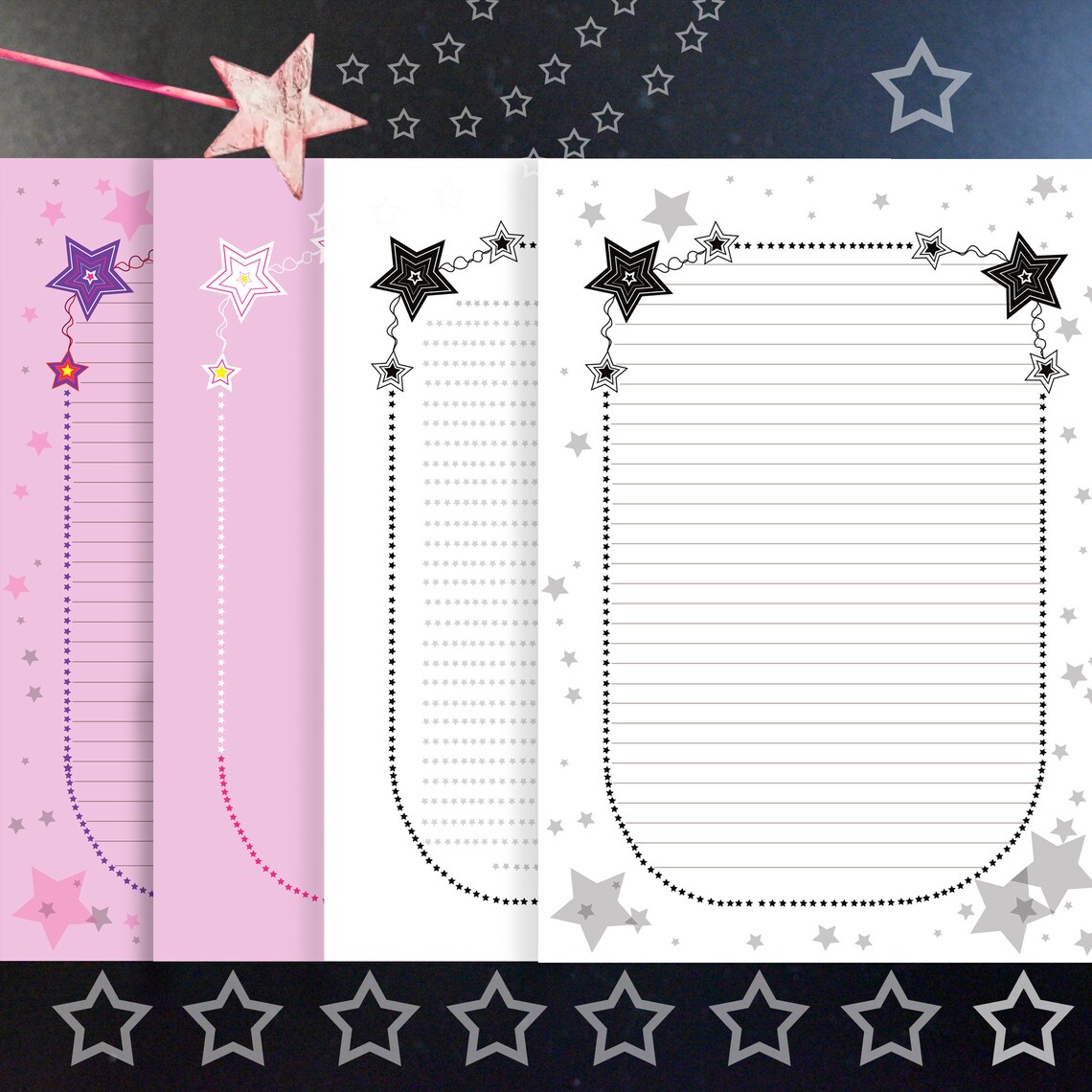 Printable star stationery Digital download 10 sheets Etsy