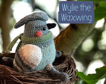 Handmade Crochet Waxwing Bird, Plush Decor ‘Wylie the Waxwing’
