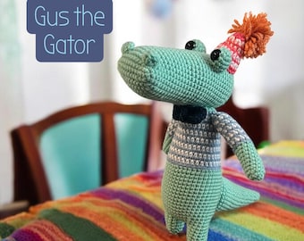 Handmade Crochet Alligator, Plush Decor ‘Gus the Gator’