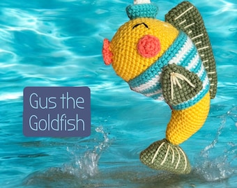 Handmade Crochet Goldfish Stuffed Toy - Plush Decor ‘Gus the Goldfish’