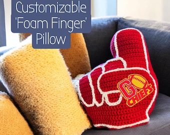 Handmade Crochet NFL #1 Finger Pillow, Kansas City Chiefs or custom team