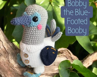 Handmade Crochet Blue-Footed Booby, Stuffed Decor ‘Bobby the Booby’