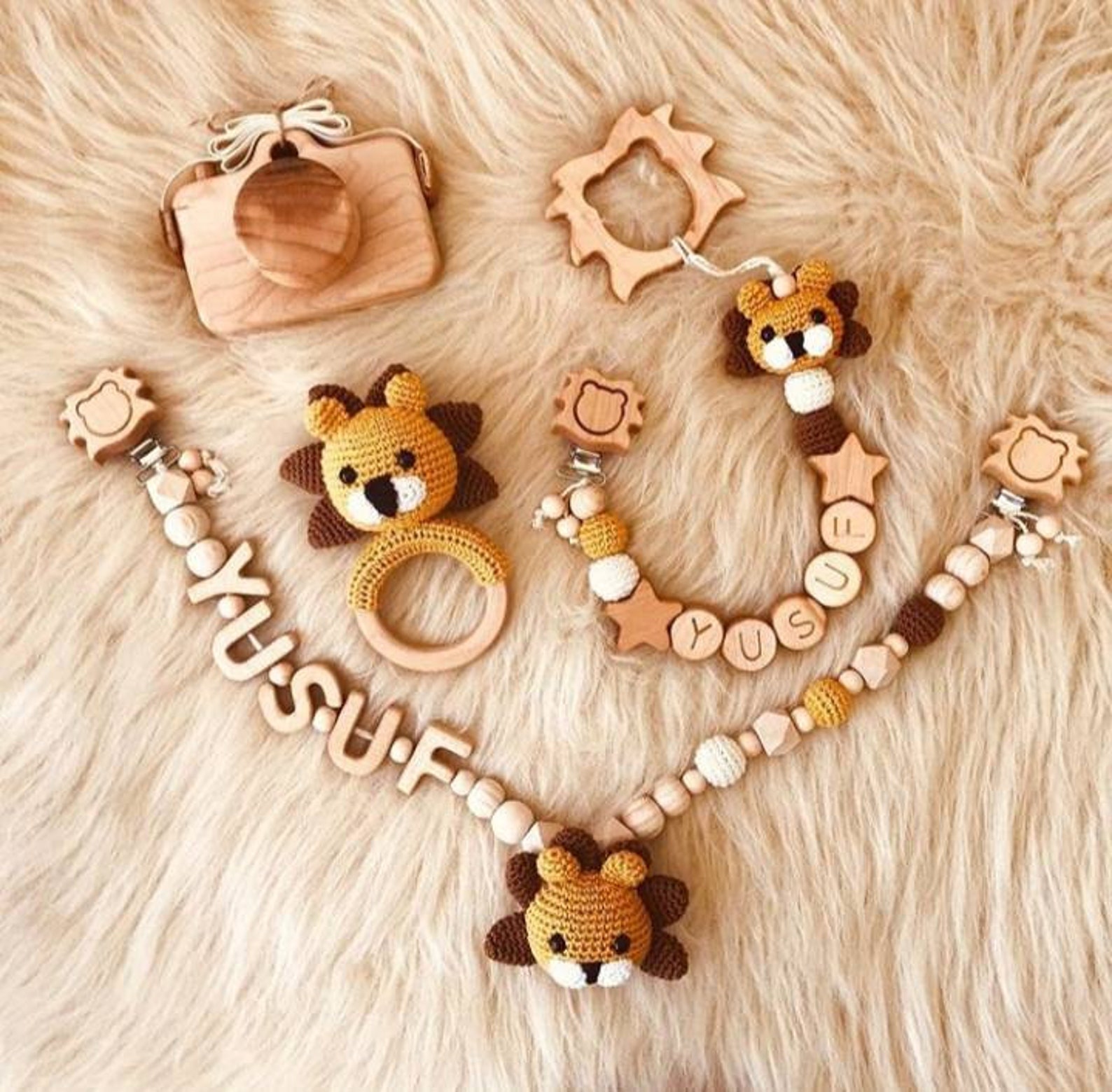 Handmade Natural Wooden Newborn Baby Gift Set Etsy