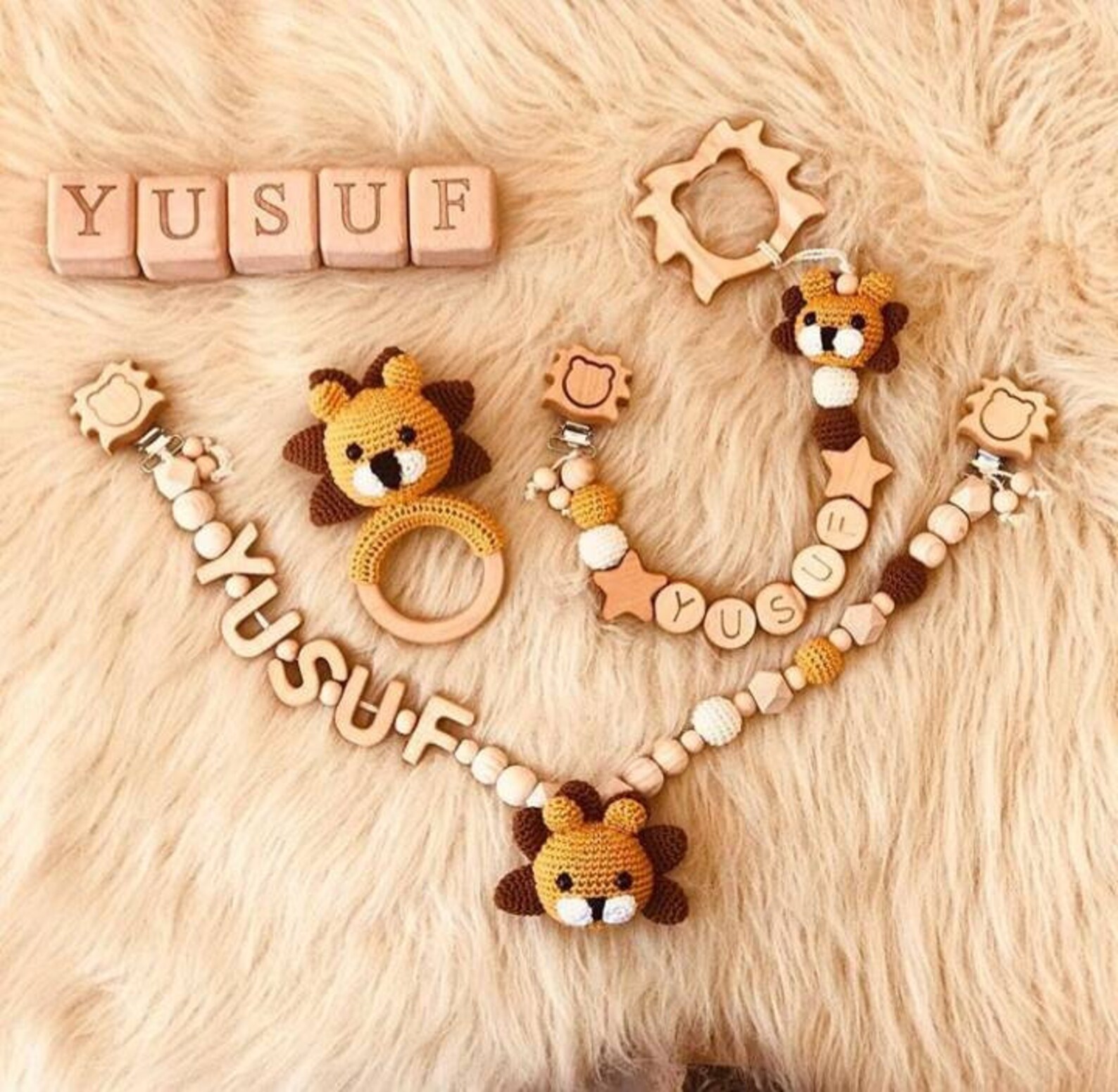 Handmade Natural Wooden Newborn Baby Gift Set Etsy