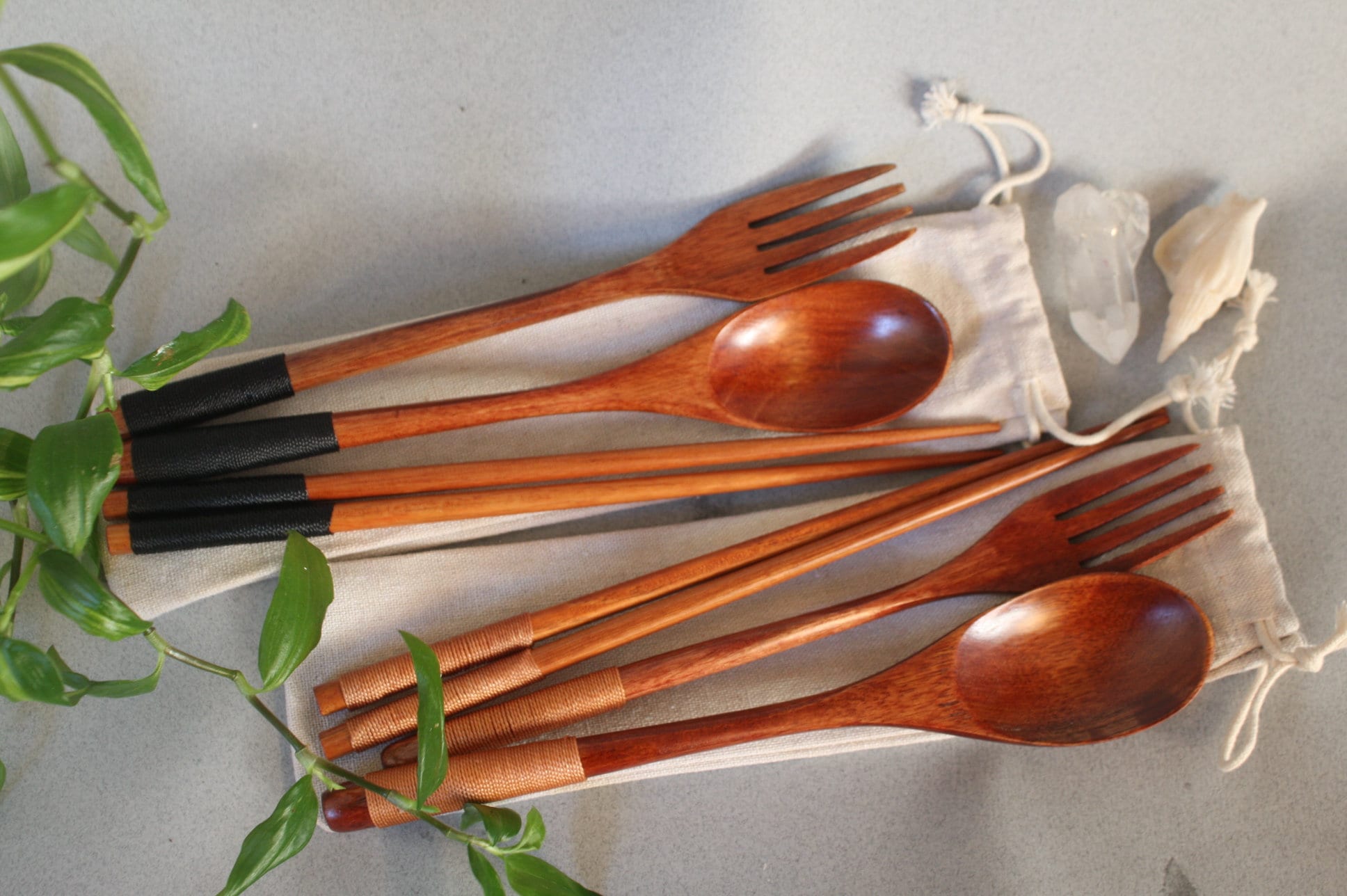Eco Wooden Bamboo Cutlery Set Fork Spoon Chopsticks Picnic Etsy UK
