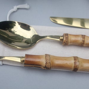 Bamboo & Steel Cutlery Set Eco Friendly Picnic Travel Enviromentally Friendly Lunch Office Gift EcosoGood image 4