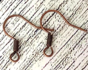 Red Copper Ear Wires Pack of 20 pair