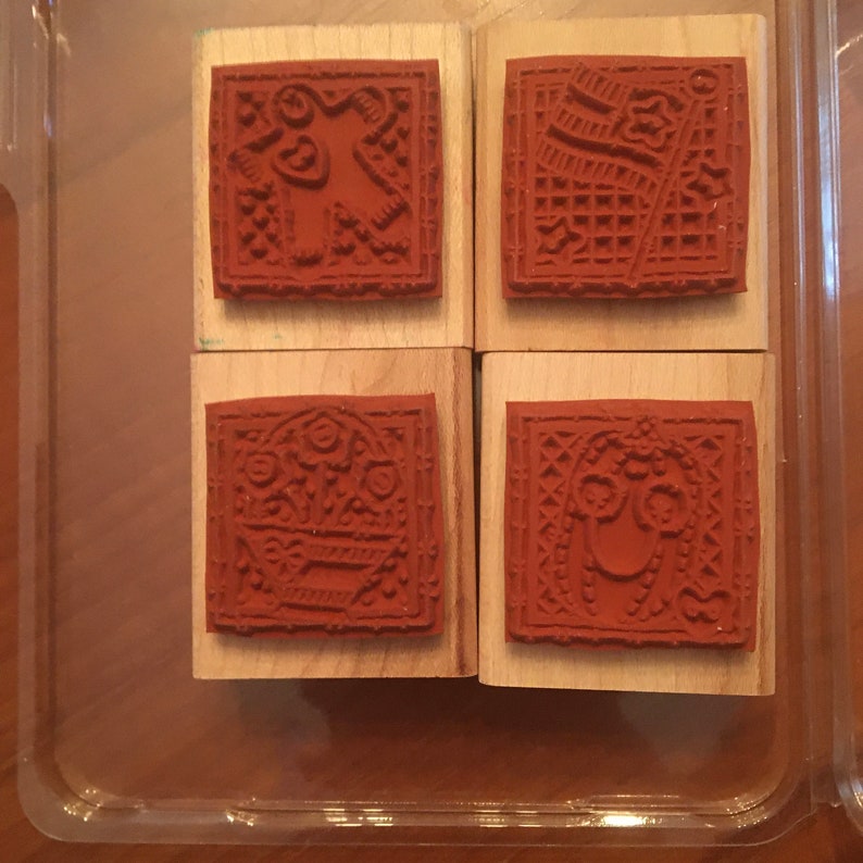 Flower Basket Seasonal Patches Stampin/' Up RETIRED: Seasonal Patches set of 4 Rubber Stamps American Flag Gingerbread Man Pumpkin