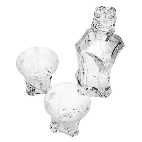 Aurum Crystal Crystal Cut Decanter 12 Oz, Two Classic Whisky Scotch  Glasses, Wedding Gift Crystal Cut Carafe Whiskey Tumblers 