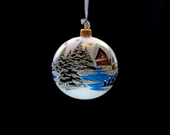 christmas tree decorations 10cm Hand painted Christmas tree glass winter hand painted in Xmas vintage red christmas ball diameter- 3.93