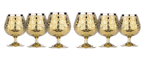 Golden Liberty 8 5 Ounces Crystal Brandy Glasses Brandy Glass Etsy