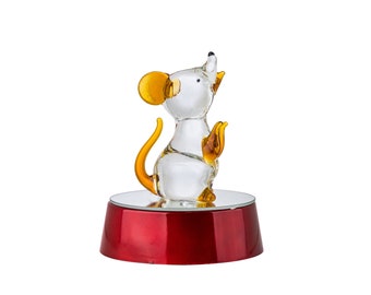 Feng Shui green jade wealth coin corn mouse Rat animal statue China Zodiac