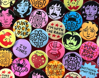 Hand Drawn Mystery Badge Pack - 38mm Pins