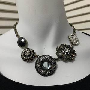 Collier Ancien Lia Sophia - Or 17-20 - Cristaux Taillés Et Résine - Occasion