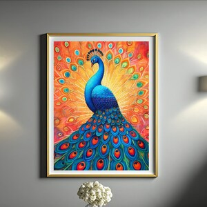 Peacock Wall Printable, Peacock Painting, Peacock Decoration, Peacock Wall Art, Peacock Wall Decor, Modern Art, Housewarming Gift Idea