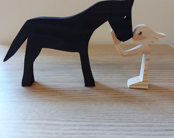 funky people lady /girl horse handmade great gift horse lover woman and horse ornament wooden horse ornament