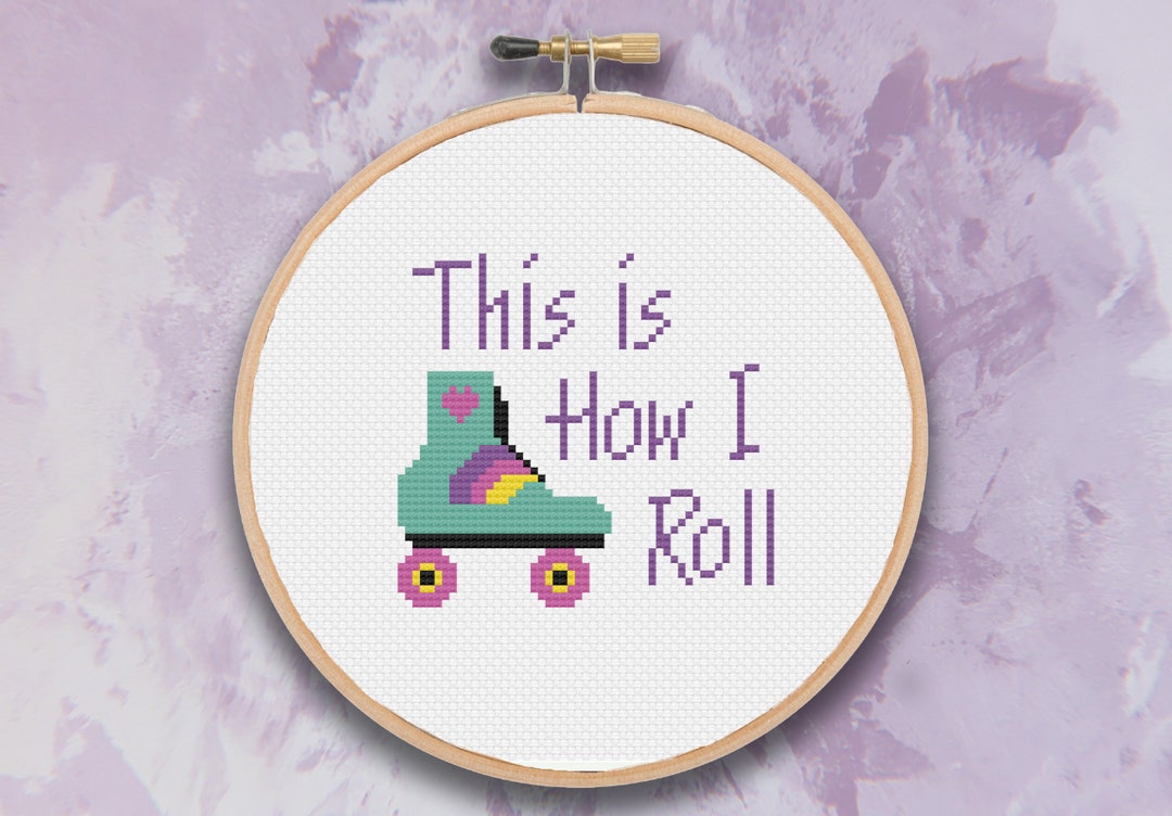 How I Roll Cross Stitch Pattern. Roller Skate Cross Stitch Etsy