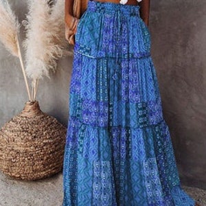 Womens long Ankle length Maxi Skirt XL Free size