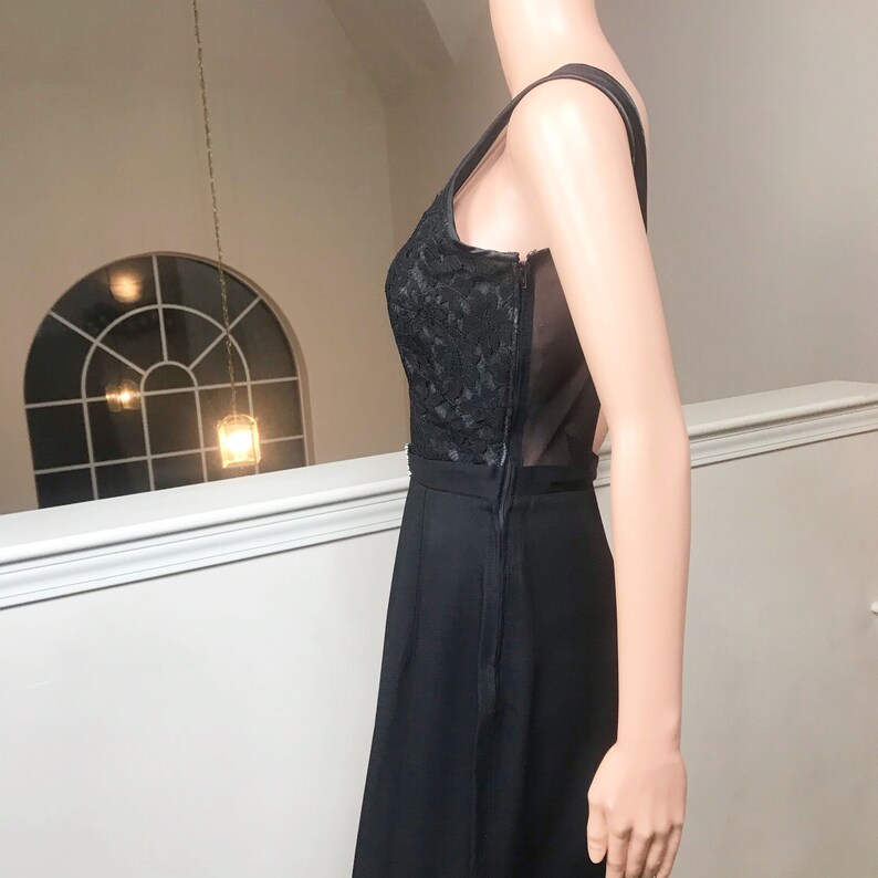 Scott McClintock 1980\u2019s Black Lace Top Gown