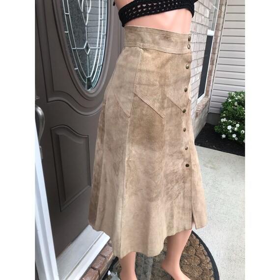 1970’s tan suede skirt - image 3