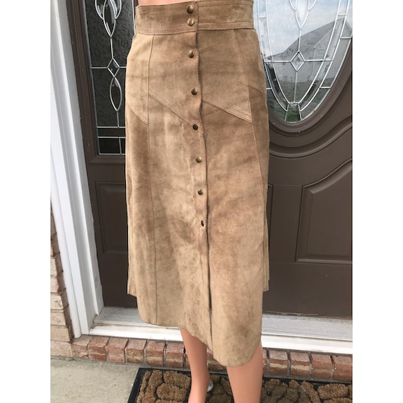 1970’s tan suede skirt - image 1