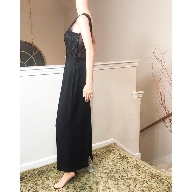 Scott McClintock 1980\u2019s Black Lace Top Gown