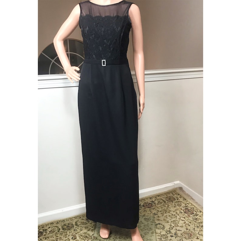 Scott McClintock 1980\u2019s Black Lace Top Gown