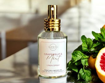 Spray para ropa de cama con aroma a pomelo y menta / Bruma de aromaterapia para habitaciones y tejidos / Fragancia de lujo para el hogar / Aroma de larga duración