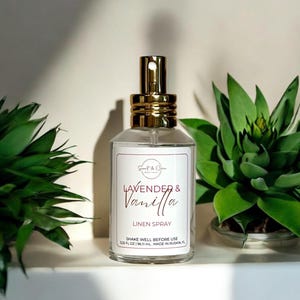 Lavender & Vanilla Scented Linen Spray | Fabric Freshener | Aromatherapy | Room Spray | Air Freshener | Room + Linen Spray