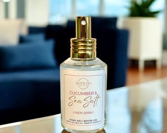 Spray de pepino y sal marina para ropa y textiles / Bruma de aromaterapia para habitaciones y telas / Fragancia de lujo para el hogar / Aroma de larga duración