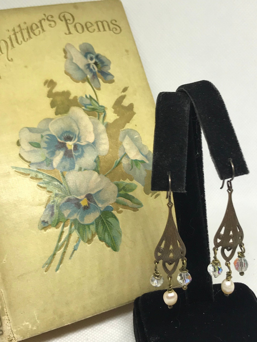 Boucles D'oreilles Victoriennes Anciennes - Or Rempli, Pierres En Pâte, Années 1890, Occasion Très Bon état