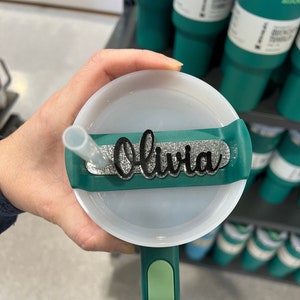 Contour Cut Olivia font Personalized Tumbler Name Tag, 30oz 40oz Tumbler Plate Topper,  Lid Tag, Custom Tumbler, Acrylic ***2.0 Only