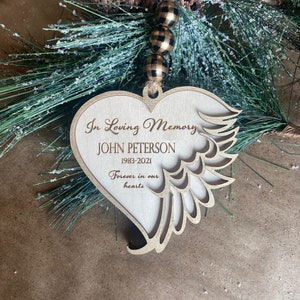 In Loving Memory-Memorial Christmas ornament— loved one—angel wings-new product