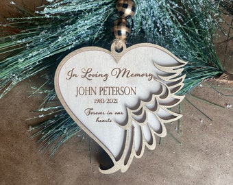 In Loving Memory-Memorial Christmas ornament— loved one—angel wings-new product