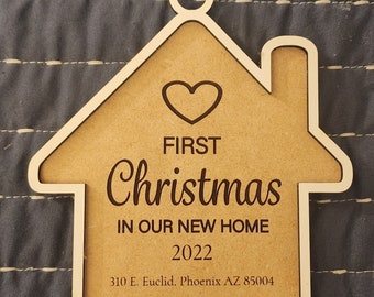 SVG - First Christmas in our new home ornament (blank year and address area)