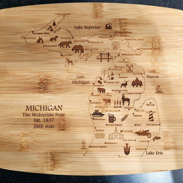 Michigan Map Art - Etsy