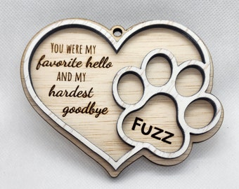 Pet paw print memorial ornament (customized)