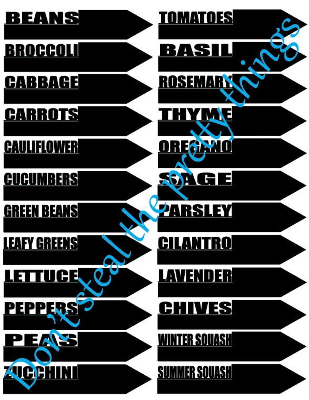 SVG File Garden Plant Stakes With Names Cut Out set of 24 Etsy