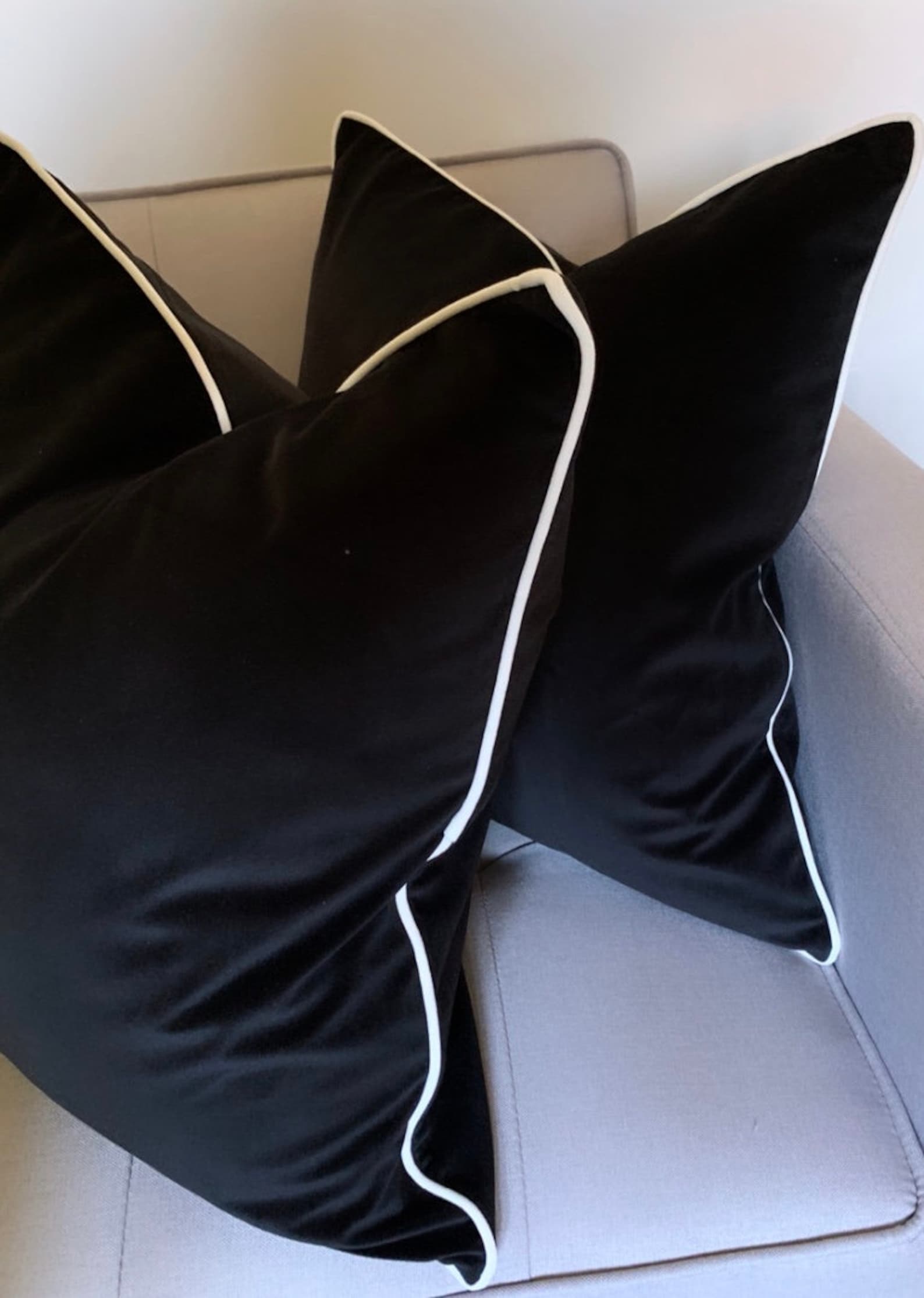 Set of 2 Luxury Black Velvet Cushion Covers 55x55cm Etsy