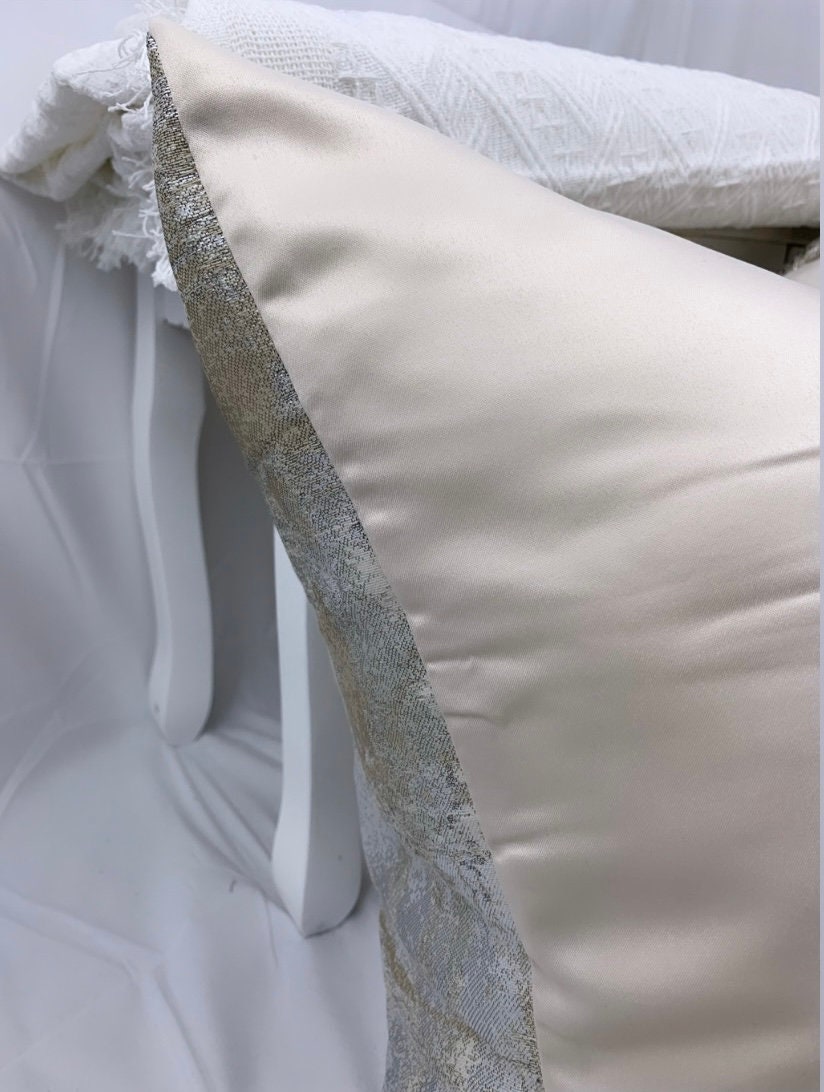 Luxury Jacquard Cushion Cover 55x55cm champagne and Silver Etsy UK