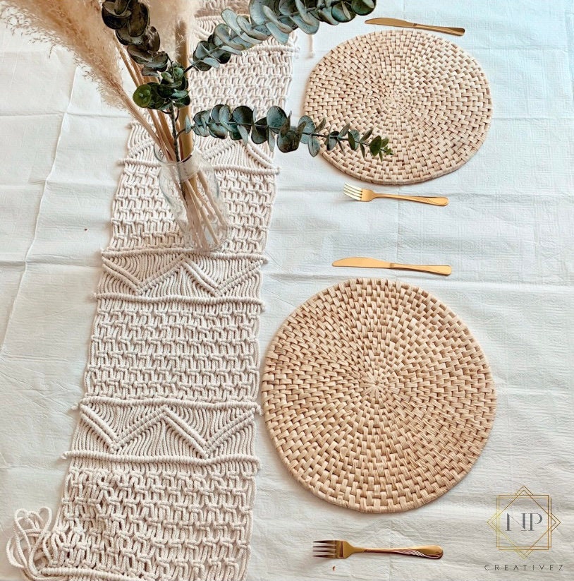 Quality Natural Placemats Boho Placemats Large Diameter | Etsy