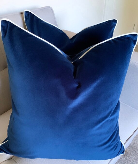 Luxury Navy Blue Velvet Cushion Covers Set of 2 55x55cm Etsy