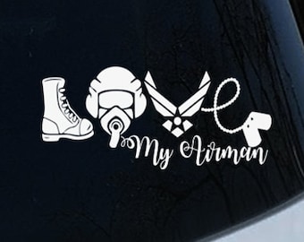 Love My Airman Military Vinyl Window Decal Bumper Sticker