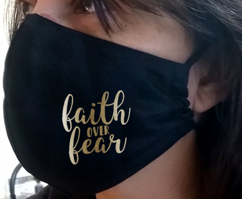 Faith Over Fear Face Mask Spiritual Reusable Two Layer Mask Etsy