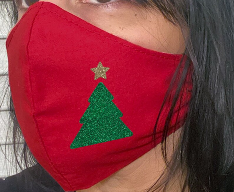 Glitter Christmas Tree Mask two Layers Filter Pocket - Etsy