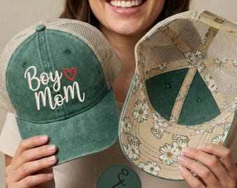 Embroidered Boy Mom Hat, Embroidery Trucker Hat, Boy Mama Baseball Cap, Pregnancy Announcement, Gift for New Mom, Mother's Day Gift, Mom Cap