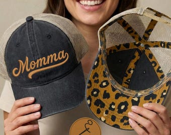 Embroidery Momma Mesh Back Cap Hat Gift for New momma Mother's Day Gift Trendy Hat For Women Casual Baseball Cap mama Embroidered Baseball