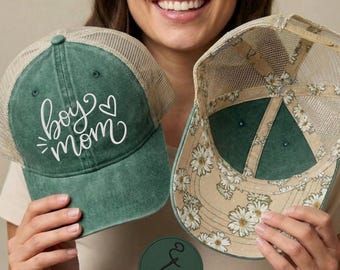 Embroidered Boy Mom Hat, Embroidery Trucker Hat, Boy Mama Baseball Cap, Pregnancy Announcement, Gift for New Mom, Mother's Day Gift, Mom Cap