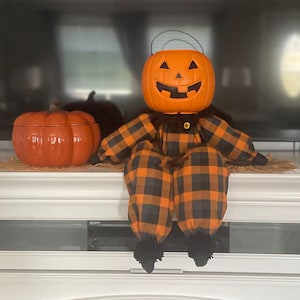 Halloween Pumpkin Man, Jack-O-Lantern Man, Halloween Doll, Halloween Decoration Decor, Trick-Or-Treat, Halloween Bucket, Candy Bucket